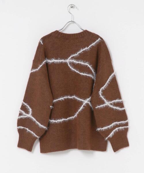 SENSE OF PLACE by URBAN RESEARCH（センスオブプレイスバイアーバンリサーチ）の「シャギーラインルーズニット（ニット/セーター・レディース・グレー/アイボリー/ブラウン・ONE）」の13枚目の写真