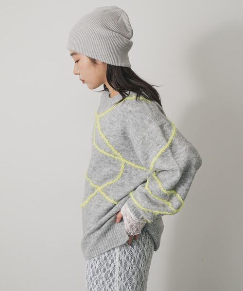 SENSE OF PLACE by URBAN RESEARCH（センスオブプレイスバイアーバンリサーチ）の「シャギーラインルーズニット（ニット/セーター・レディース・グレー/アイボリー/ブラウン・ONE）」の6枚目の写真