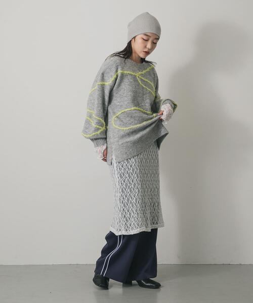 SENSE OF PLACE by URBAN RESEARCH（センスオブプレイスバイアーバンリサーチ）の「シャギーラインルーズニット（ニット/セーター・レディース・グレー/アイボリー/ブラウン・ONE）」の8枚目の写真