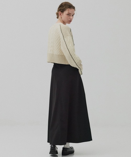 PUBLIC TOKYO(パブリックトウキョウ)の「ケーブルパッチワークニット(ニット/セーター・レディース・アイボリー/カーキ・FREE)」の5枚目の写真