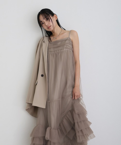 atlo(アトロ)の「ロング&袖あり フォーマル ボリューム チュール ジャケット セットセレモニー 結婚式 二次会 パーティー ドレス オケージョンドレス お呼ばれ 同窓会 成人式(ドレス・レディース・チャコール/ブラック/ベージュ/ブラウン・M/L/S)」の11枚目の写真