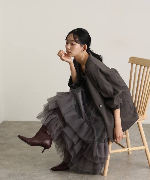 atlo(アトロ)の「ロング&袖あり フォーマル ボリューム チュール ジャケット セットセレモニー 結婚式 二次会 パーティー ドレス オケージョンドレス お呼ばれ 同窓会 成人式(ドレス・レディース・チャコール/ブラック/ベージュ/ブラウン・M/L/S)」の16枚目の写真