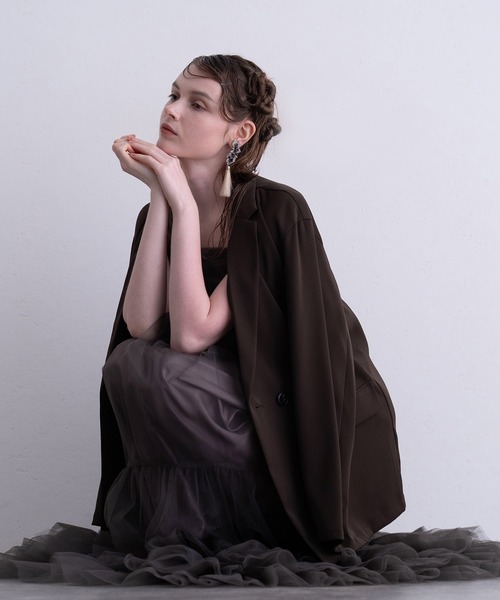 atlo(アトロ)の「ロング&袖あり フォーマル ボリューム チュール ジャケット セットセレモニー 結婚式 二次会 パーティー ドレス オケージョンドレス お呼ばれ 同窓会 成人式(ドレス・レディース・チャコール/ブラック/ベージュ/ブラウン・M/L/S)」の22枚目の写真