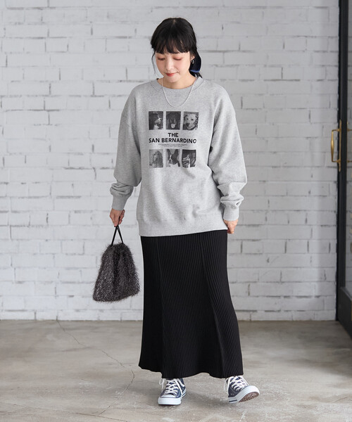 FREAK'S STORE(フリークスストア)の「ドッグ フォトプリント スウェット(スウェット・レディース・ライトグレー/チャコール・フリ-)」の8枚目の写真
