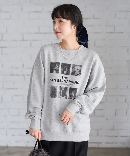 FREAK'S STORE(フリークスストア)の「ドッグ フォトプリント スウェット(スウェット・レディース・ライトグレー/チャコール・フリ-)」の9枚目の写真