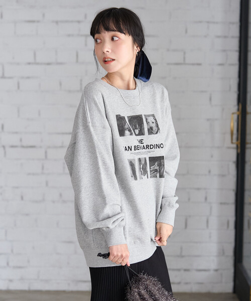 FREAK'S STORE(フリークスストア)の「ドッグ フォトプリント スウェット(スウェット・レディース・ライトグレー/チャコール・フリ-)」の12枚目の写真