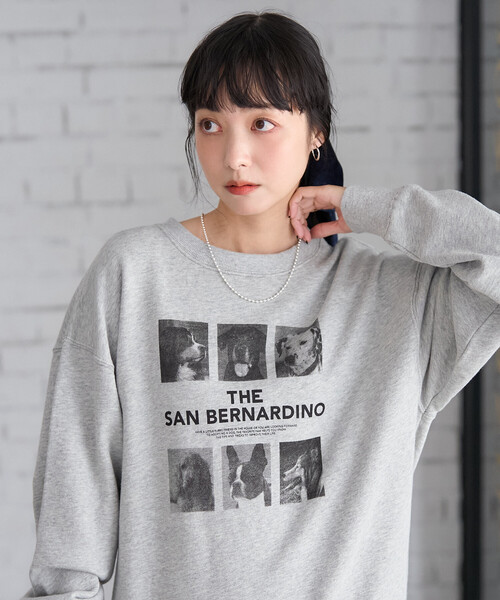 FREAK'S STORE(フリークスストア)の「ドッグ フォトプリント スウェット(スウェット・レディース・ライトグレー/チャコール・フリ-)」の14枚目の写真