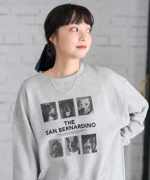 FREAK'S STORE(フリークスストア)の「ドッグ フォトプリント スウェット(スウェット・レディース・ライトグレー/チャコール・フリ-)」の15枚目の写真