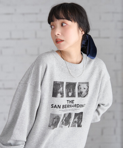 FREAK'S STORE(フリークスストア)の「ドッグ フォトプリント スウェット(スウェット・レディース・ライトグレー/チャコール・フリ-)」の17枚目の写真