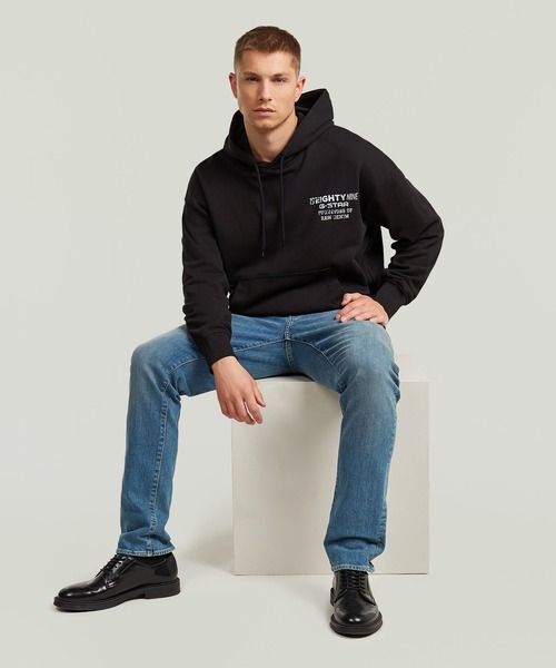 G-STAR（ジースター）の「Back Graphic Hoodie Sweater/バックグラフィックオーバーサイズスウェットパーカー（パーカー・メンズ・グレー/ダークブラック・SMALL/MEDIUM/X-LARGE/X-SMALL/LARGE）」の5枚目の写真