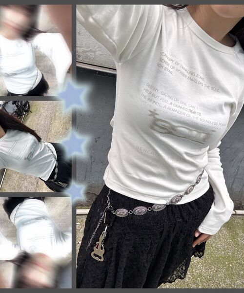 5OML(オーオーエムエル)の「スリム soml ロゴ ロングスリーブ (ホワイト)(Tシャツ/カットソー・レディース・ホワイト・FREE)」の2枚目の写真
