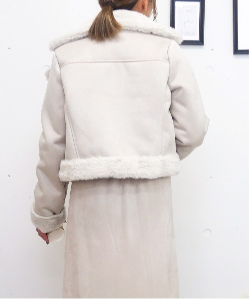 セール】スエードフェイクファージャケット（ライダースジャケット