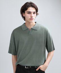 VERYVAIN（ベリベーン）の「COLLAR HALF MESH-KNIT (ASH GREEN)（ニット/セーター）」