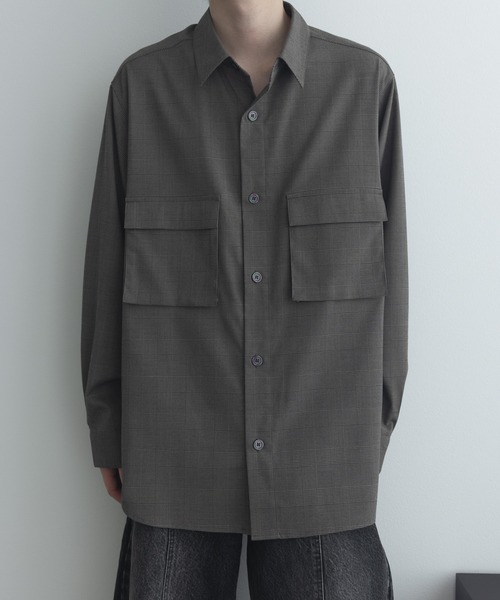 remer(リメール)の「ルーズオーバーサイズポケットシャツ / Loose Oversized Pocket Shirt(シャツ/ブラウス・メンズ・チャコールグレー/ブラウン/ブラック・SMALL/X-SMALL/LARGE/MEDIUM)」の3枚目の写真
