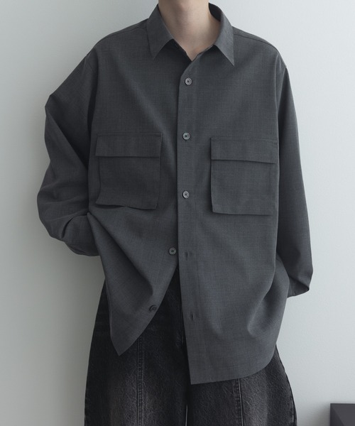 remer(リメール)の「ルーズオーバーサイズポケットシャツ / Loose Oversized Pocket Shirt(シャツ/ブラウス・メンズ・チャコールグレー/ブラウン/ブラック・SMALL/X-SMALL/LARGE/MEDIUM)」の2枚目の写真