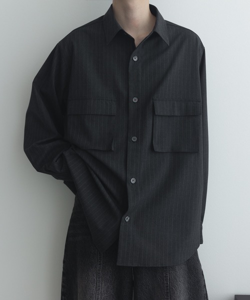 remer(リメール)の「ルーズオーバーサイズポケットシャツ / Loose Oversized Pocket Shirt(シャツ/ブラウス・メンズ・チャコールグレー/ブラウン/ブラック・SMALL/X-SMALL/LARGE/MEDIUM)」の1枚目の写真