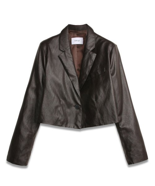 DOFFSEPT(ドフセプト)の「FAUX Leather Crop Blazer in Dark brown(ライダースジャケット・レディース・その他・FREE)」の4枚目の写真