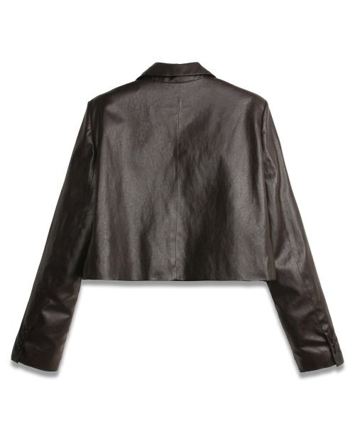 DOFFSEPT(ドフセプト)の「FAUX Leather Crop Blazer in Dark brown(ライダースジャケット・レディース・その他・FREE)」の5枚目の写真
