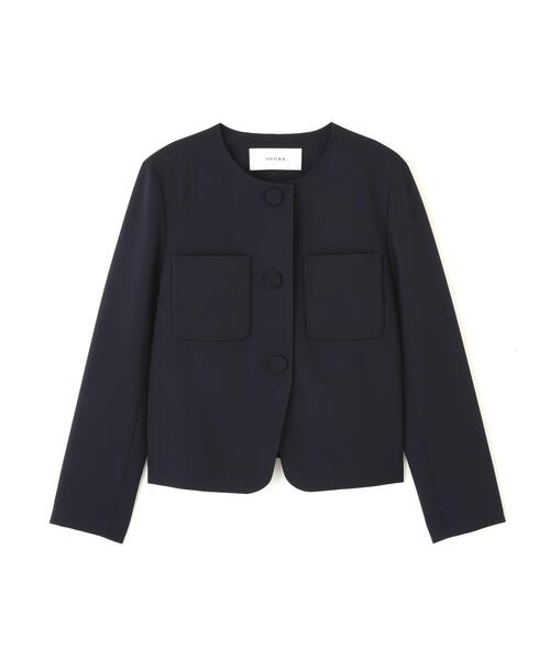 ADORE(アドーア)の「◆ストレッチジョーゼットジャケット(ノーカラージャケット・レディース・ネイビー/ベージュ・38)」の14枚目の写真