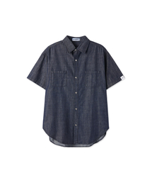 APOSTROPHE COMMA（アポストロフィコンマ）の「リバーシブルラベルデニム半袖シャツ_ダークブルー（シャツ/ブラウス）」