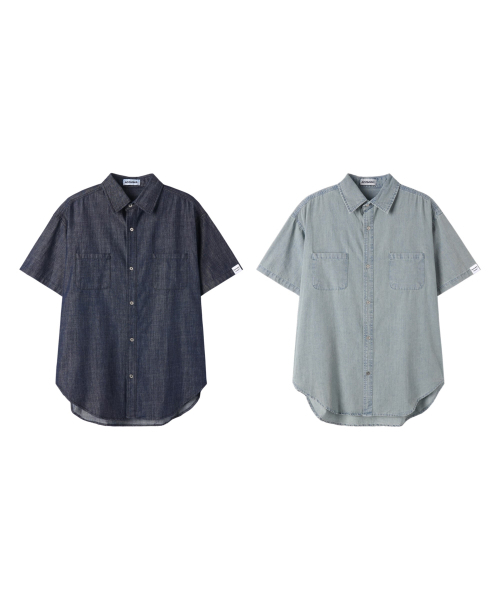 APOSTROPHE COMMA(アポストロフィコンマ)の「リバーシブルラベルデニム半袖シャツ_ダークブルー(シャツ/ブラウス・メンズ・その他・SMALL/MEDIUM/LARGE)」の4枚目の写真
