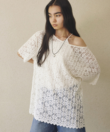 Between A and B（ビトウィーンエイアンドビー）の「フローラルレースシアーブラウス[クリーム]（Tシャツ/カットソー）」