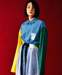 COME（シーオーエムイー）の「[UNISEX] Colour-Block Shirt (Blue)（シャツ/ブラウス）」