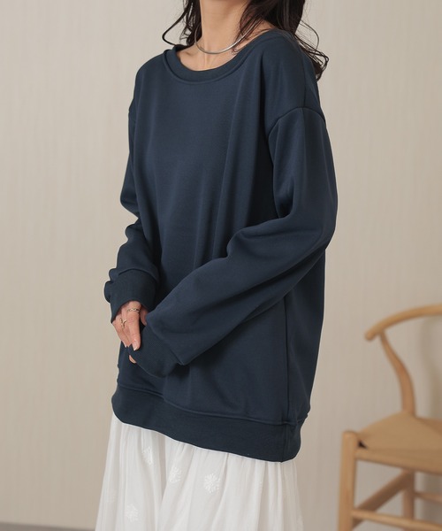 DAYRA(デイラ)の「2way ラウンドネック 長袖 スウェット プルオーバー(スウェット・レディース・アイボリー/ネイビー/ホワイト/グレー/ベージュ/ブラック/ライトグレー・M/XL)」の7枚目の写真