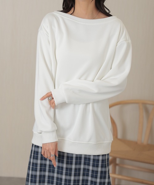 DAYRA(デイラ)の「2way ラウンドネック 長袖 スウェット プルオーバー(スウェット・レディース・アイボリー/ネイビー/ホワイト/グレー/ベージュ/ブラック/ライトグレー・M/XL)」の1枚目の写真