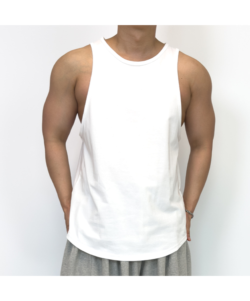PACIENCIA(パシエンシア)の「ベーシックヘルス筋肉タンクトップ(Tシャツ/カットソー・メンズ・ホワイト/ブラック/グレー/ダークグレー・LARGE/X-LARGE/XX-LARGE)」の2枚目の写真