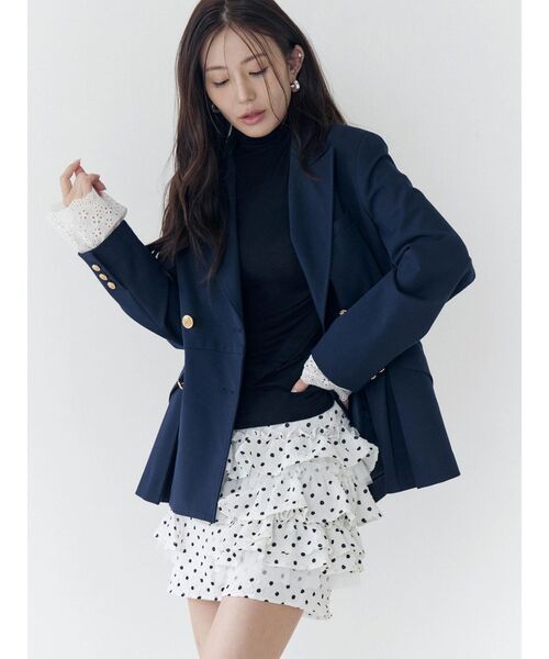 CALNAMUR（カルナムール）の「ダブルブレストペプラムジャケット（ノーカラージャケット・レディース・ネイビー・SMALL/MEDIUM）」の12枚目の写真