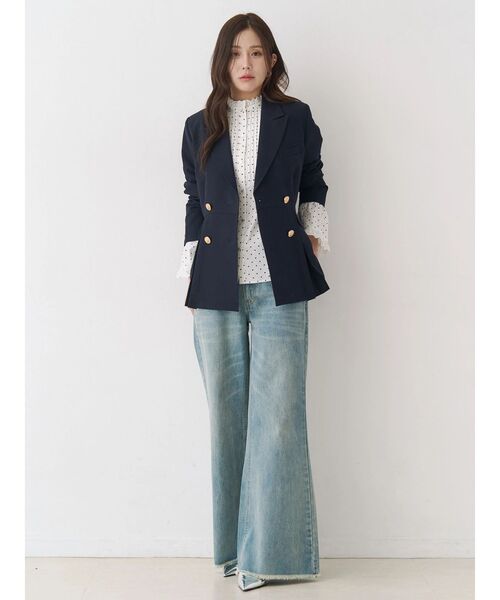 CALNAMUR（カルナムール）の「ダブルブレストペプラムジャケット（ノーカラージャケット・レディース・ネイビー・SMALL/MEDIUM）」の15枚目の写真