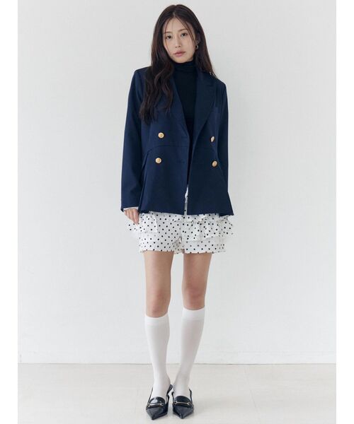 CALNAMUR（カルナムール）の「ダブルブレストペプラムジャケット（ノーカラージャケット・レディース・ネイビー・SMALL/MEDIUM）」の18枚目の写真