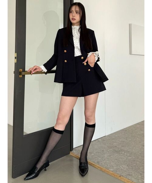 CALNAMUR(カルナムール)の「ダブルブレストペプラムジャケット(ノーカラージャケット・レディース・ネイビー・SMALL/MEDIUM)」の14枚目の写真