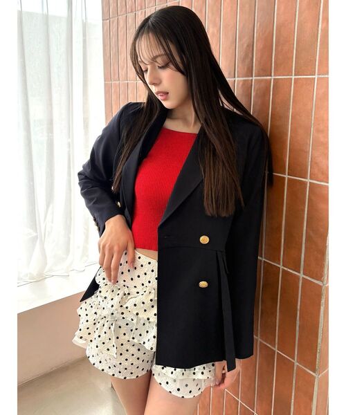 CALNAMUR(カルナムール)の「ダブルブレストペプラムジャケット(ノーカラージャケット・レディース・ネイビー・SMALL/MEDIUM)」の12枚目の写真