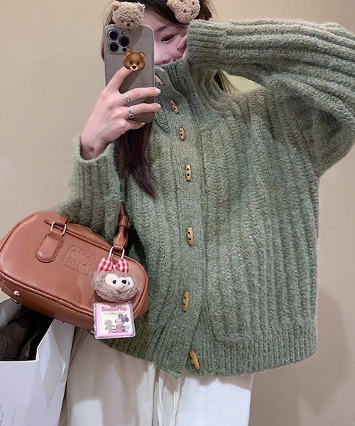 セール】トグルボタンハイネックニットカーディガン（カーディガン