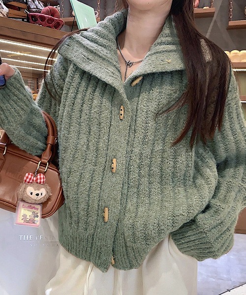 セール】トグルボタンハイネックニットカーディガン（カーディガン