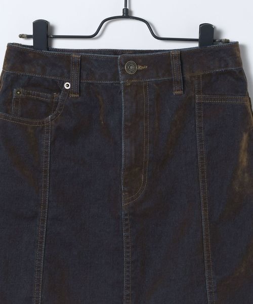 JEANASIS(ジーナシス)の「フロッキーデニムミニスカート/634877(デニムスカート・レディース・ブラウン系その他/レッド系その他・SMALL/MEDIUM)」の4枚目の写真