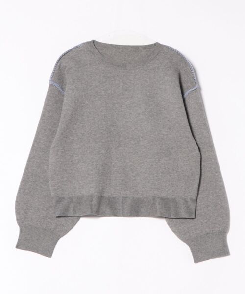 STYLEBLOCK（スタイルブロック）の「配色ステッチニットバックロゴ刺繍プルオーバー（ニット/セーター・レディース・ライトグレー/ブラウン/グレー・M）」の2枚目の写真
