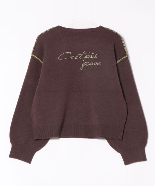 STYLEBLOCK（スタイルブロック）の「配色ステッチニットバックロゴ刺繍プルオーバー（ニット/セーター・レディース・ライトグレー/ブラウン/グレー・M）」の8枚目の写真