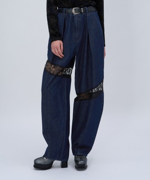 セール】レースキリカエカーブデニムパンツ(HARE)（デニムパンツ