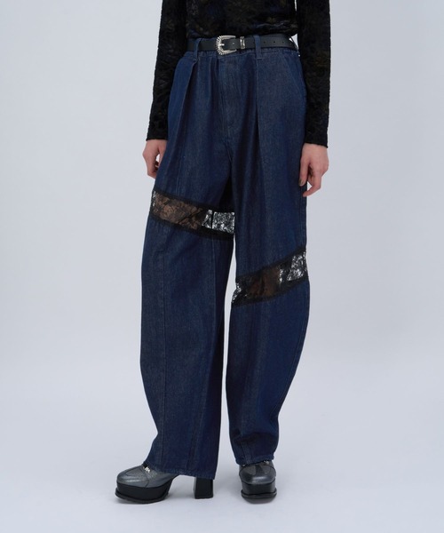 セール】レースキリカエカーブデニムパンツ(HARE)（デニムパンツ