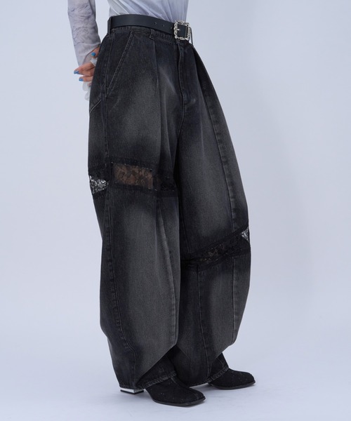 セール】レースキリカエカーブデニムパンツ(HARE)（デニムパンツ