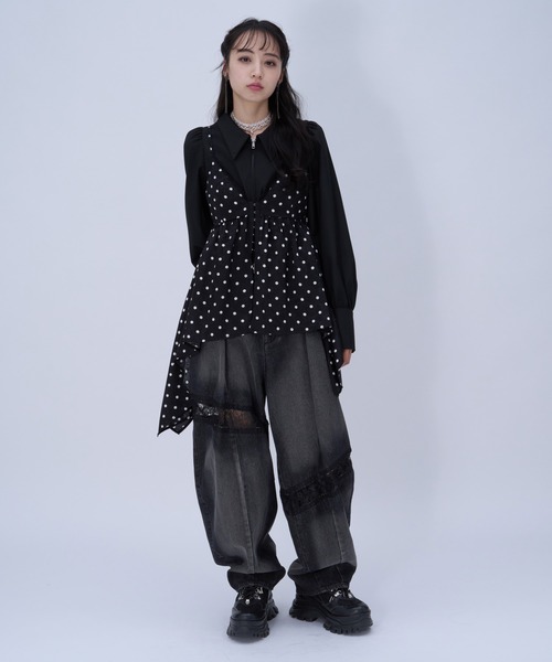 セール】レースキリカエカーブデニムパンツ(HARE)（デニムパンツ