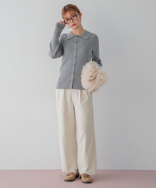 BAYFLOW（ベイフロー）の「[春まで着られる]タイトニットカーディガン（カーディガン/ボレロ・レディース・モカ/グレー/レッド・FREE）」の4枚目の写真