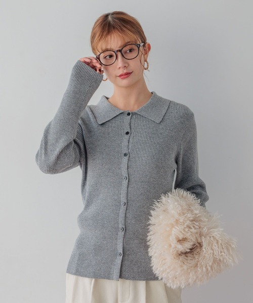 BAYFLOW（ベイフロー）の「[春まで着られる]タイトニットカーディガン（カーディガン/ボレロ・レディース・モカ/グレー/レッド・FREE）」の8枚目の写真