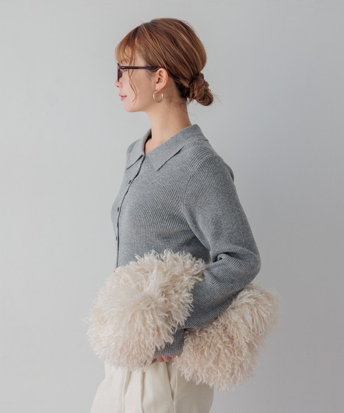 BAYFLOW（ベイフロー）の「[春まで着られる]タイトニットカーディガン（カーディガン/ボレロ・レディース・モカ/グレー/レッド・FREE）」の9枚目の写真