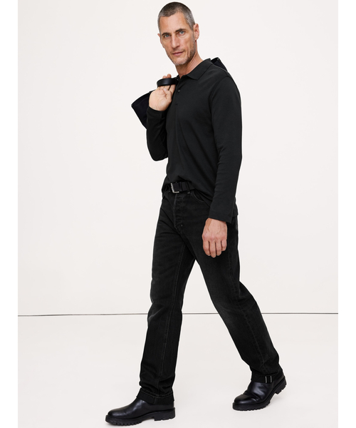 Banana Republic（バナナリパブリック）の「Luxury-Touch ロングスリーブ ポロシャツ（ポロシャツ・メンズ・ブラック/グリーン・XL/L/M/S）」の4枚目の写真