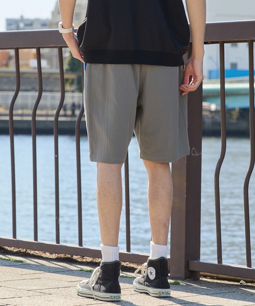 CONVERSE（コンバース）の「CONVERSE JACK PURCELL/コンバース ジャックパーセル ヒゲロゴ ピスネーム パナマ織り イージー ショートパンツ【セットアップ対応】（その他パンツ・メンズ・ネイビー/ブラック/カーキ・M/L）」の4枚目の写真