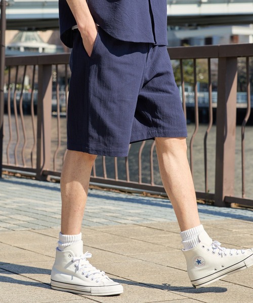 CONVERSE（コンバース）の「CONVERSE JACK PURCELL/コンバース ジャックパーセル ヒゲロゴ ピスネーム パナマ織り イージー ショートパンツ【セットアップ対応】（その他パンツ・メンズ・ネイビー/ブラック/カーキ・M/L）」の7枚目の写真